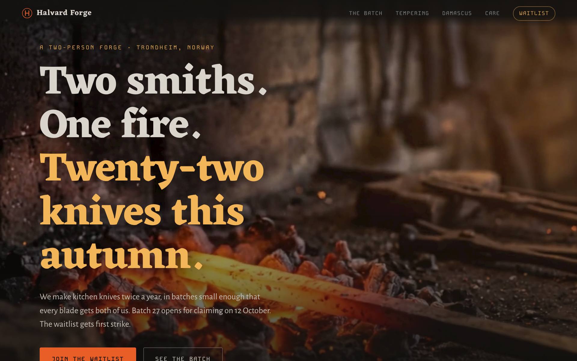 Halvard Forge — breathing embers under heat shimmer